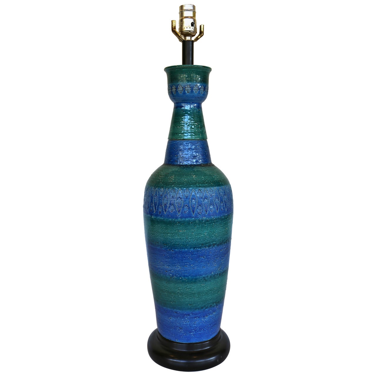 Italian Blue Ceramic Lamp by Bitossi