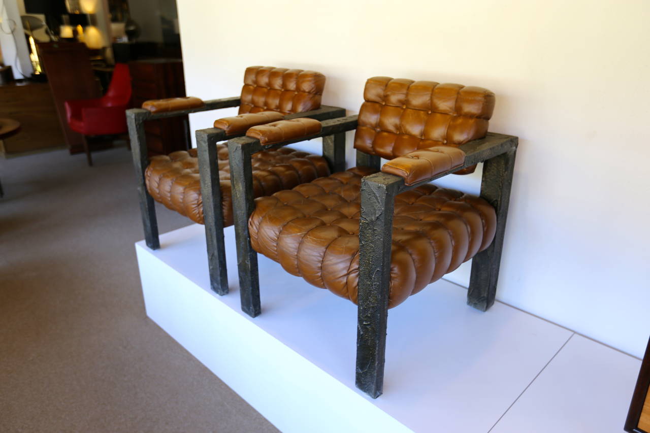 Custom Sculpted Lounge Chairs by Paul Evans Signed PE 71 2