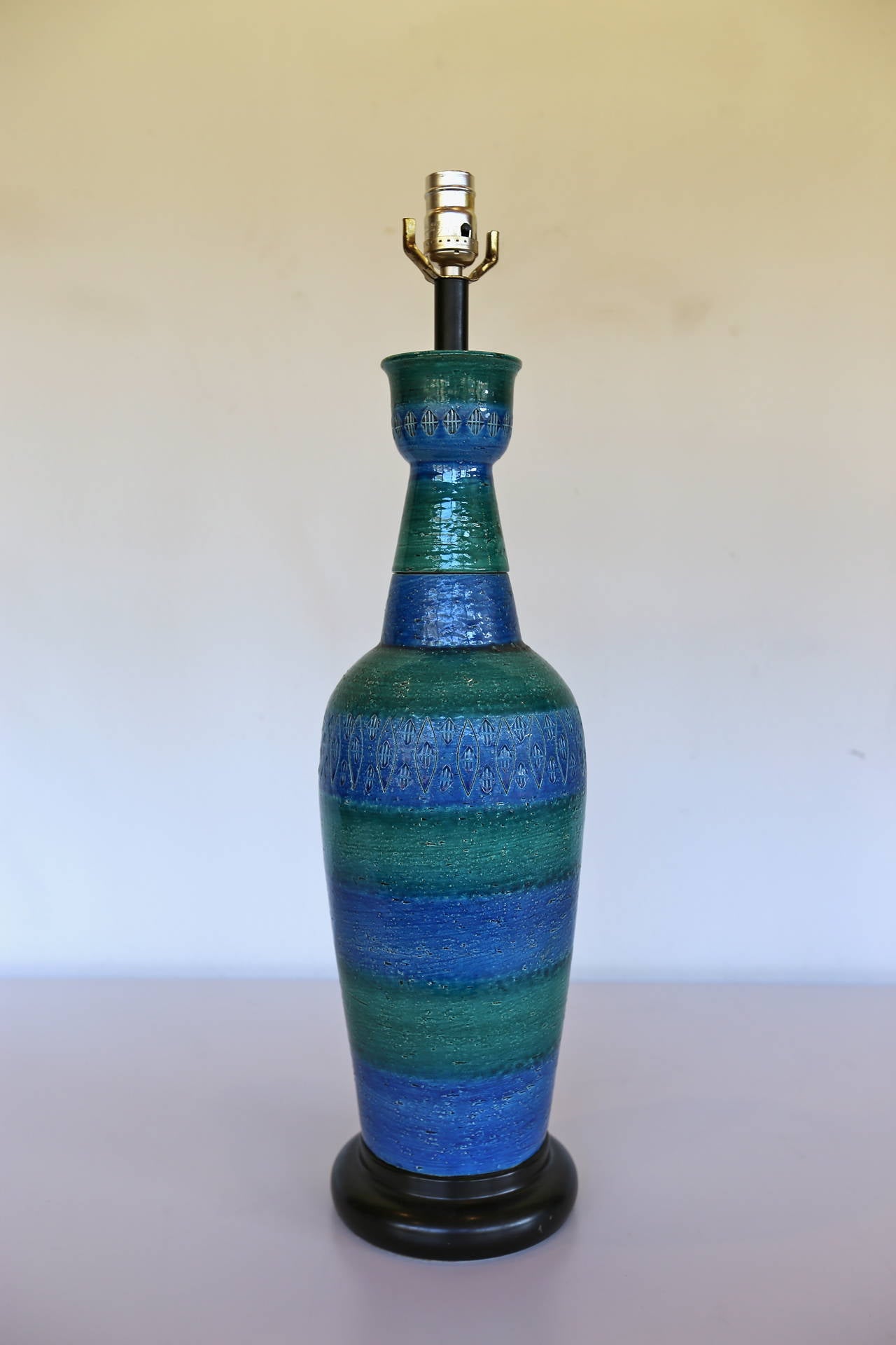 Italian blue ceramic lamp by Bitossi.