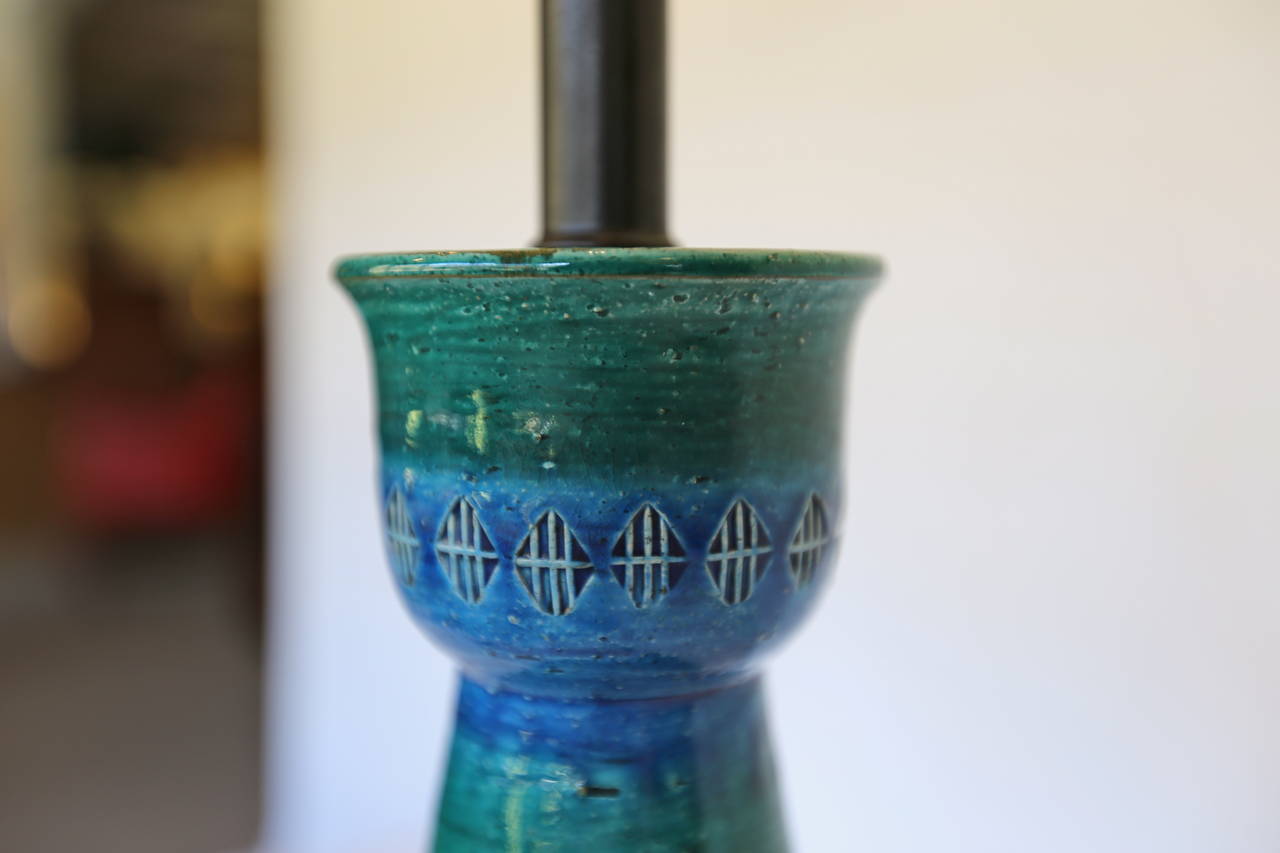 20th Century Italian Blue Ceramic Lamp by Bitossi