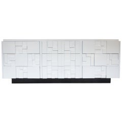 Mosaic satin white lacquered dresser by Lane