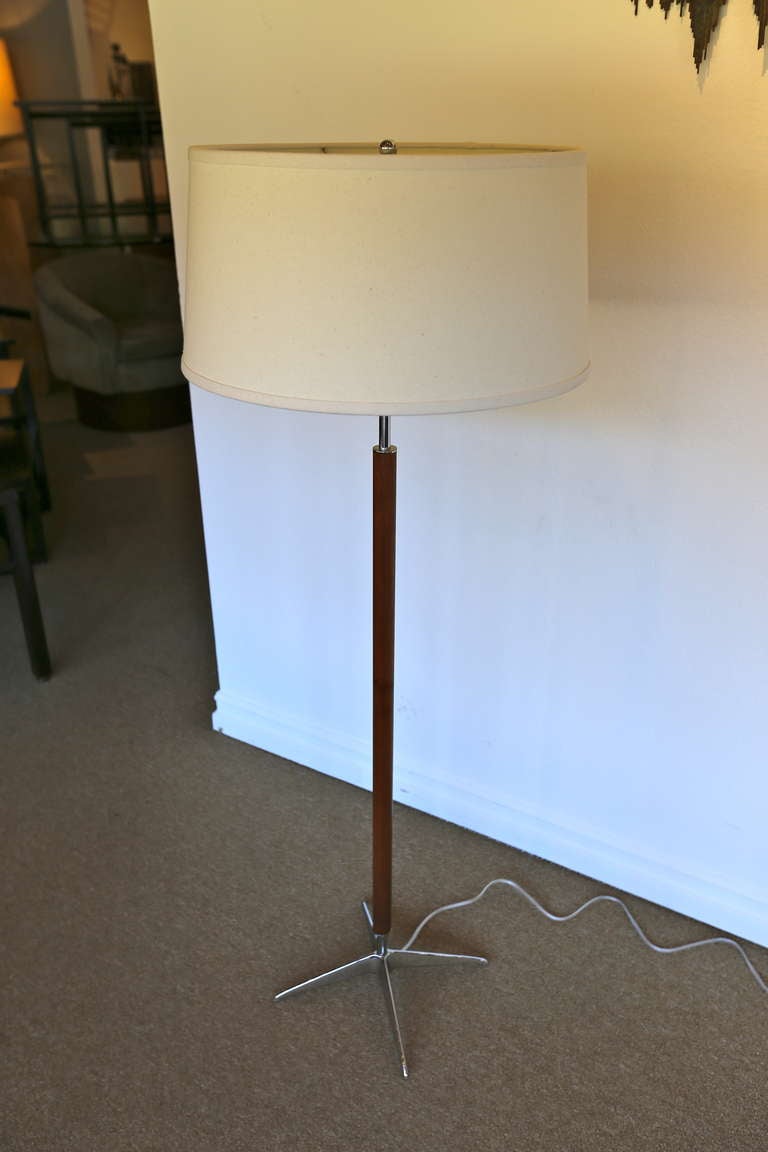 Walnut & Chrome floor lamp by Lightolier.