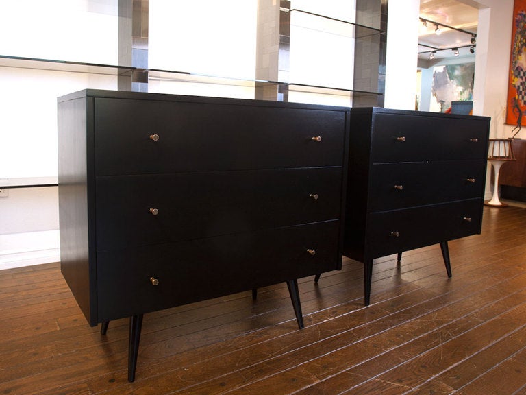 Pair of Ebonized 3 Drawer Chest by Paul McCobb for Planner Group
