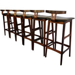Set of Six Rosewood Barstools by Dyrlund