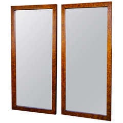 Pair of Faux Tortoise Framed Mirrors