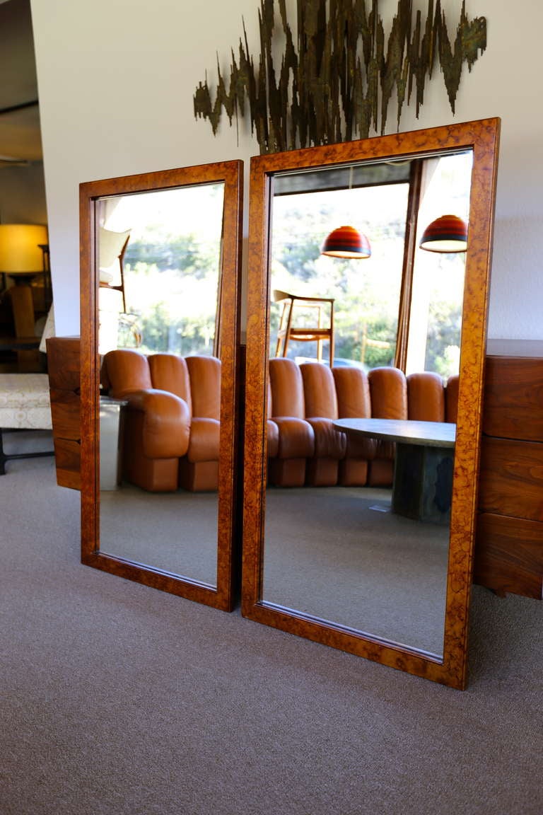 Pair of Faux Tortoise Framed Mirrors