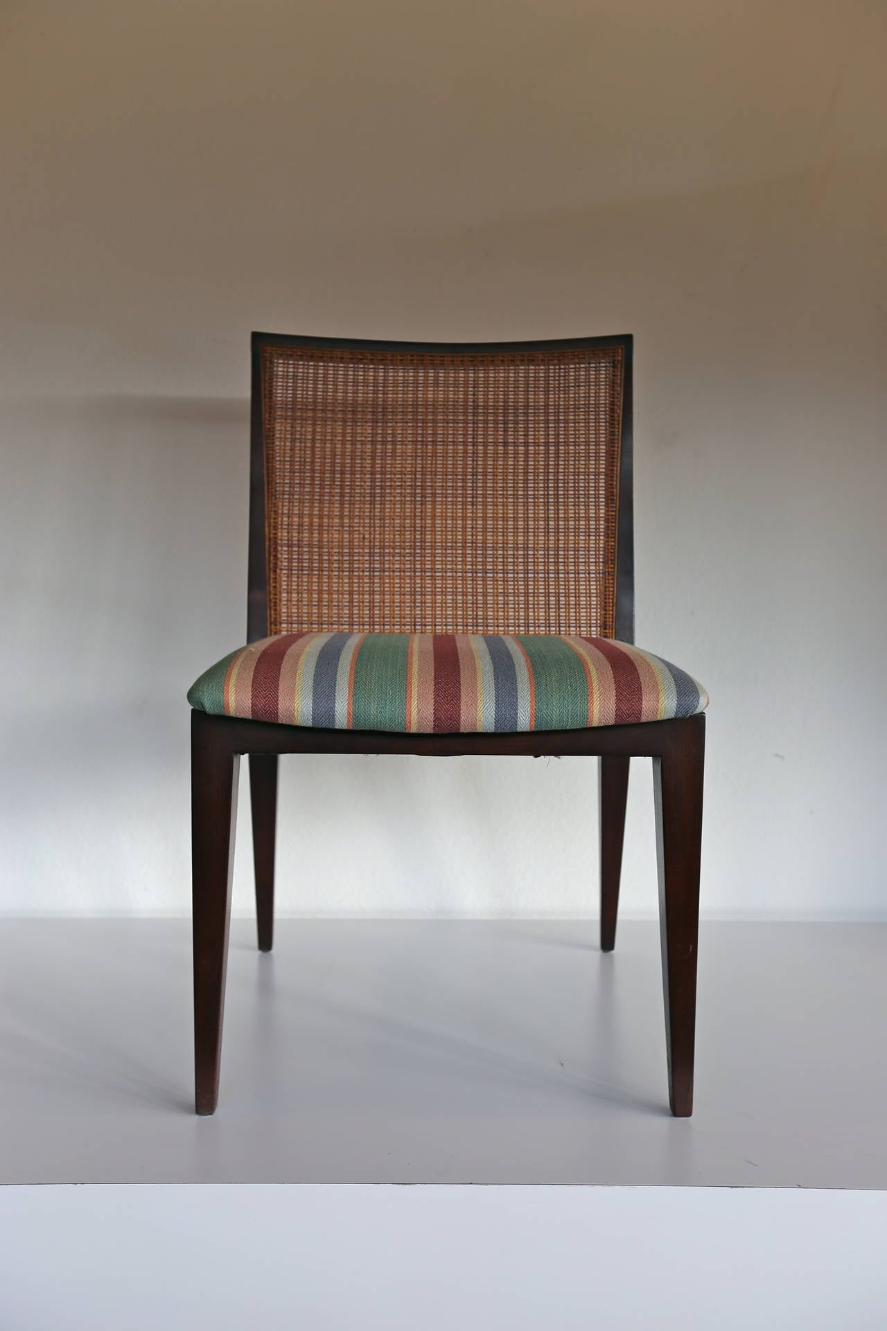 Mid-Century Modern Set of Six Caned Back Dining Chairs by Edward Wormley for Dunbar