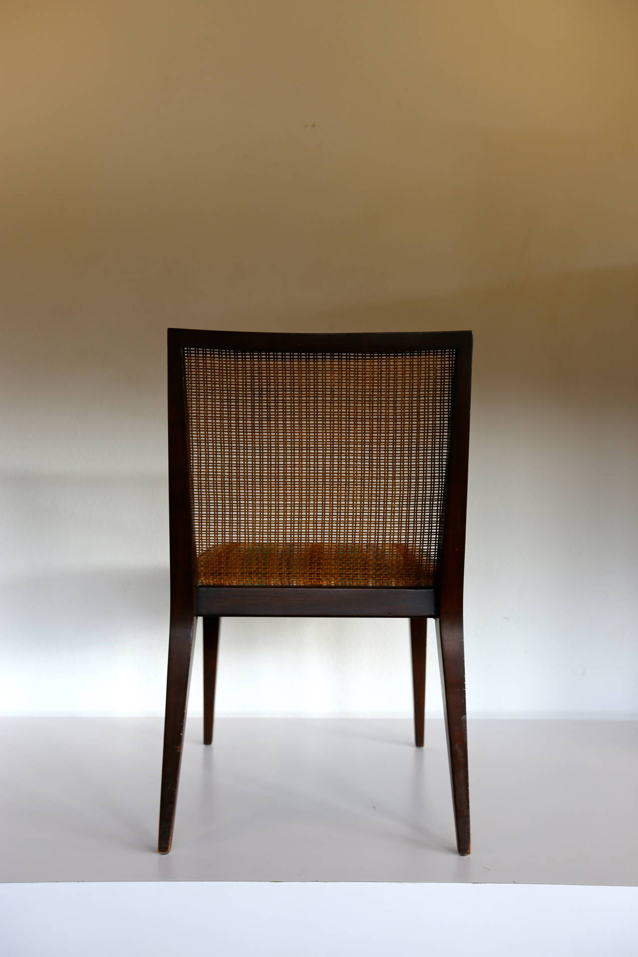 Mid-20th Century Set of Six Caned Back Dining Chairs by Edward Wormley for Dunbar