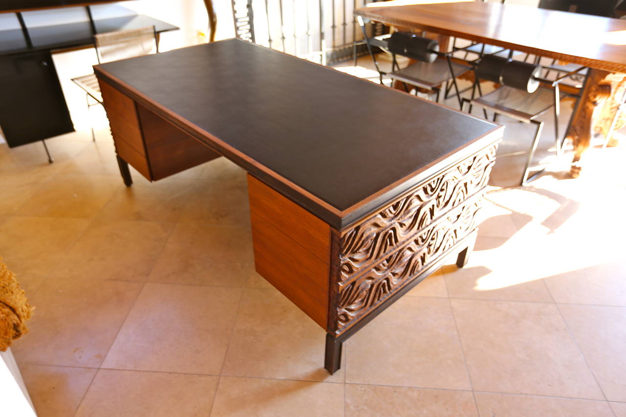 Leather Sculptural Desk by Sherrill Broudy for Panelcarve