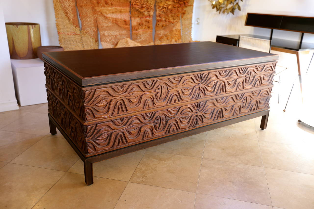 Sculptural Desk by Sherrill Broudy for Panelcarve at 1stDibs