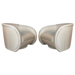 Pair Of Swivel Club Chairs By Ward Bennett