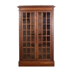 1900's French walnut hand carved bookcase