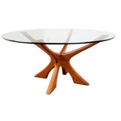 Danish sculptural teak coffee table by Illum Wikkelso