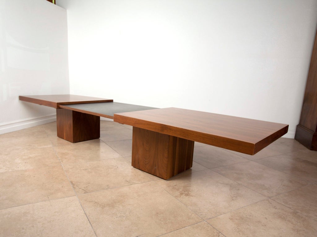 Expanding walnut coffee table by John Keal for Brown Saltman 4