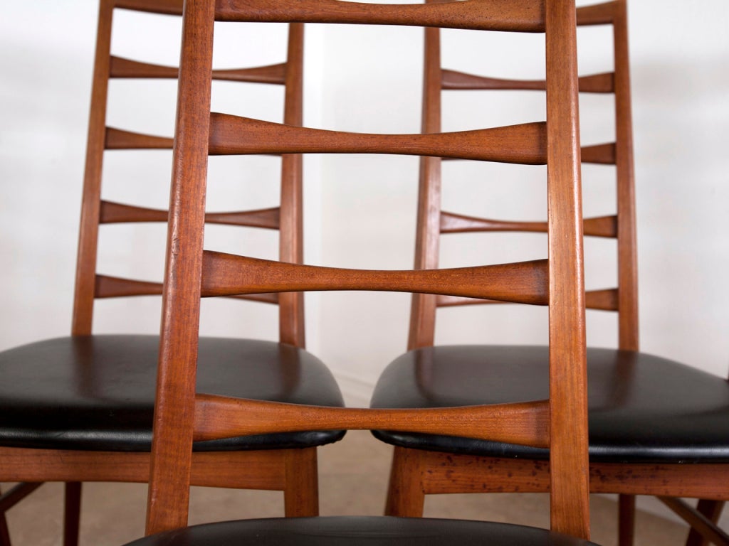 Eight Danish ladder back teak dining chairs by Koefoeds Hornslet at 1stDibs
