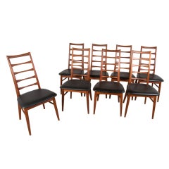 Eight Danish ladder back teak dining chairs by Koefoeds Hornslet