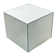 Glass Mirrored Cube Side Table