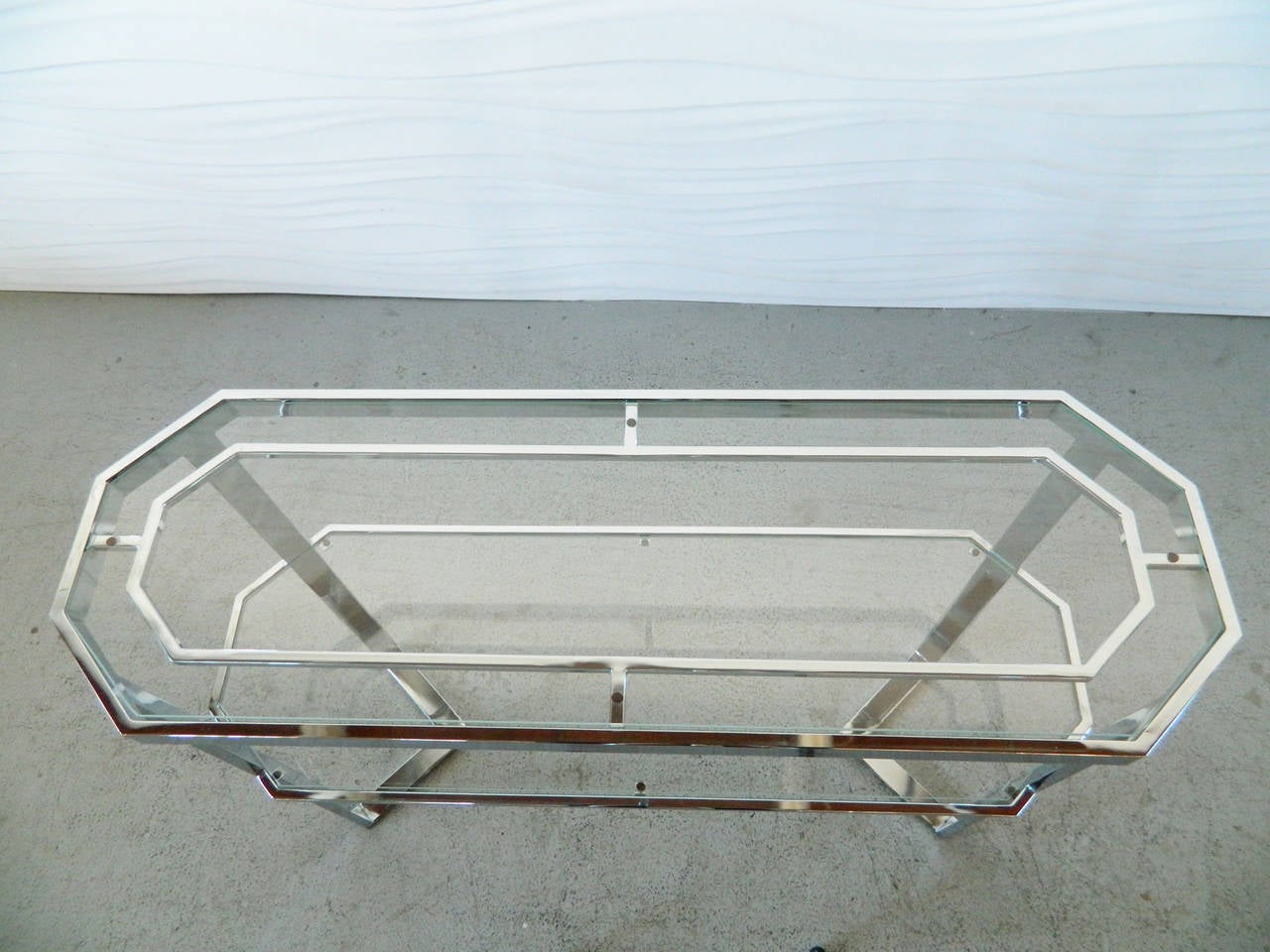 American Chrome and Glass Console Table