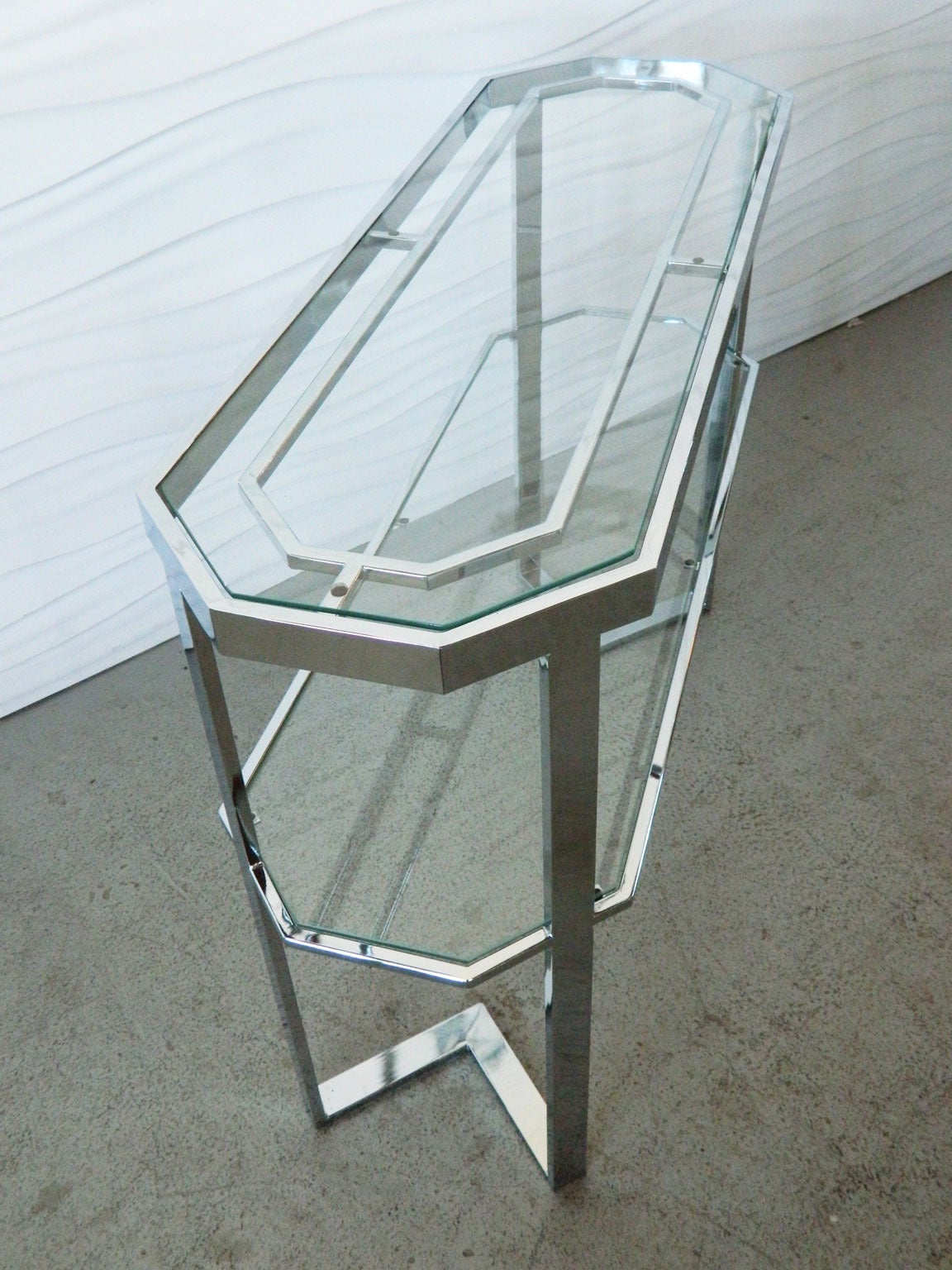 Chrome and Glass Console Table In Good Condition In Baltimore, MD