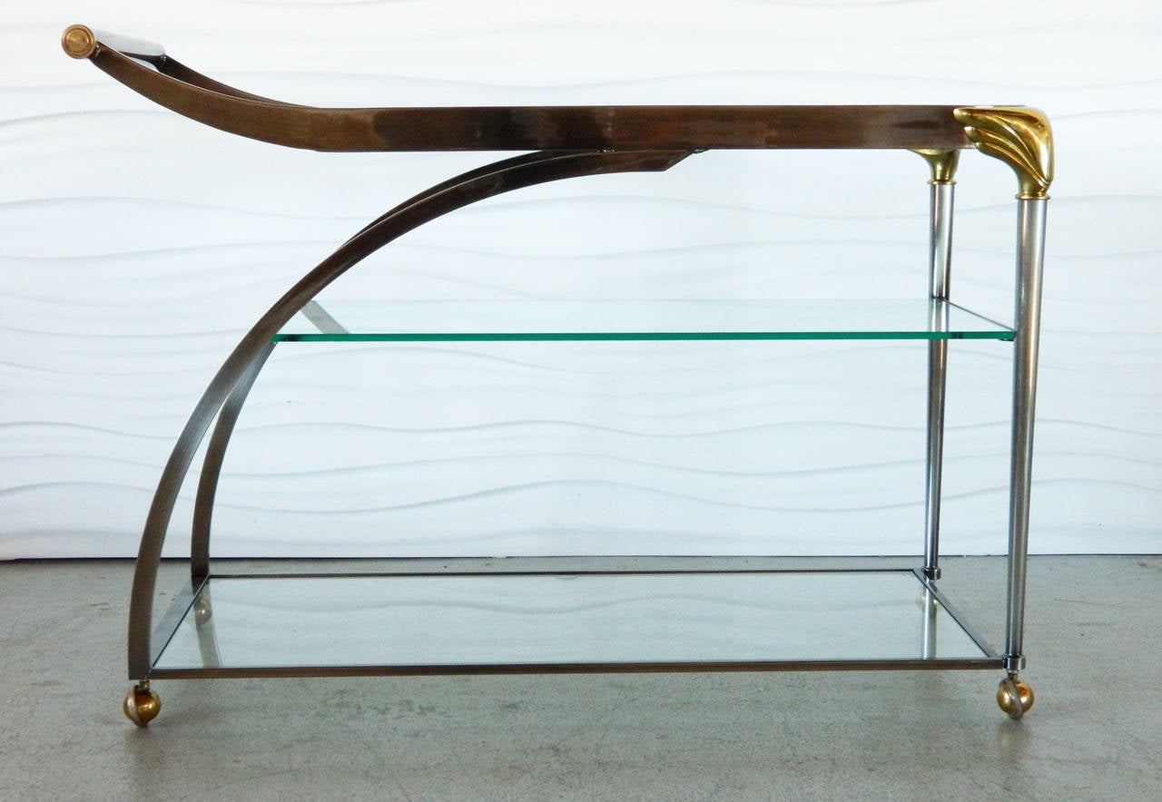 American Deco-style Metal and Glass Bar Cart