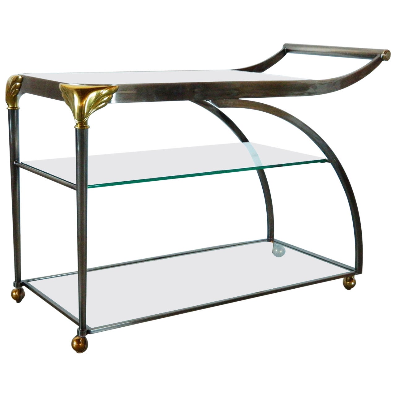 Deco-style Metal and Glass Bar Cart