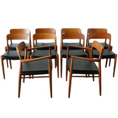 Set of 10 Niels Moller Danish Solid Teak Dining Chairs