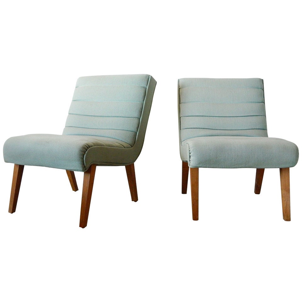 Pair Paul Laszlo-style Slipper Chairs