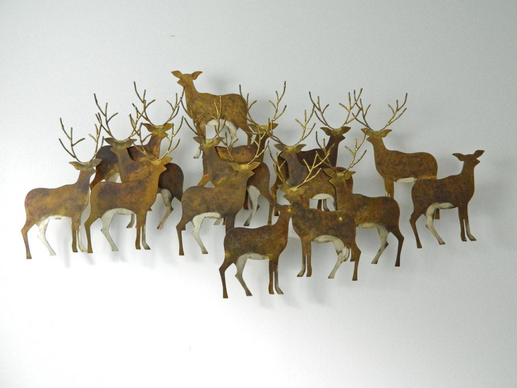 Curtis Jere Brass Deer Wall Sculpture at 1stDibs