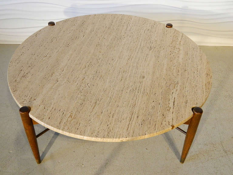 Bruno Mathsson Travertine Marble Coffee Table In Good Condition In Baltimore, MD