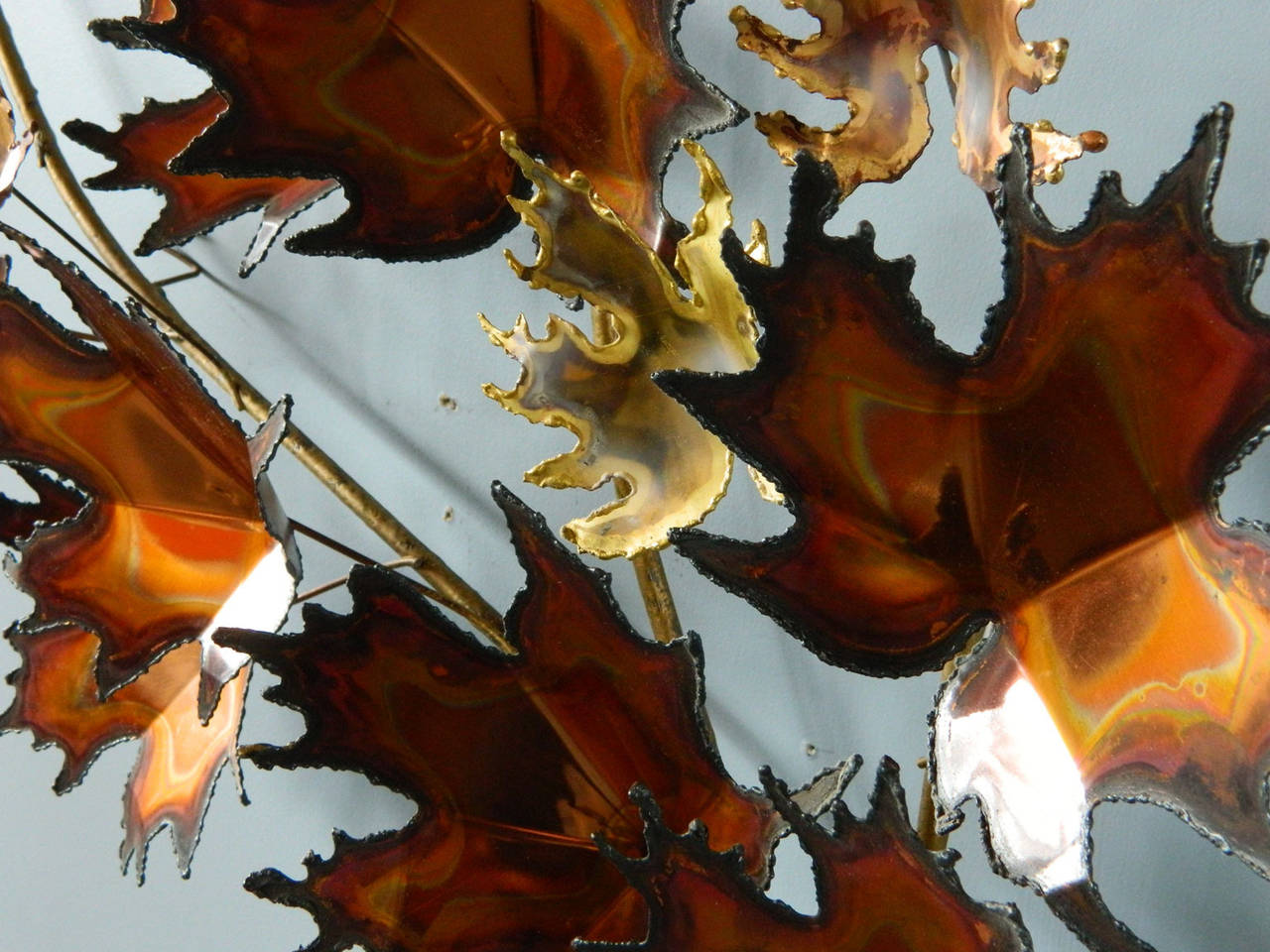 Metal Maple Tree Branch Wall Sculpture by Curtis Jere In Good Condition In Baltimore, MD