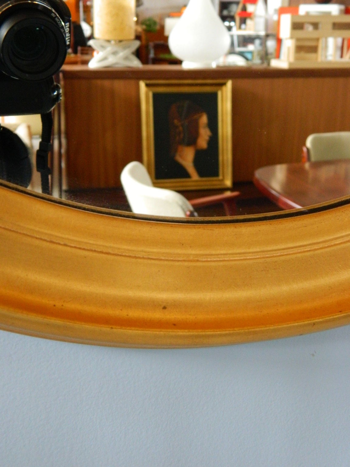American Oval Gilt Mirror by Labarge For Sale