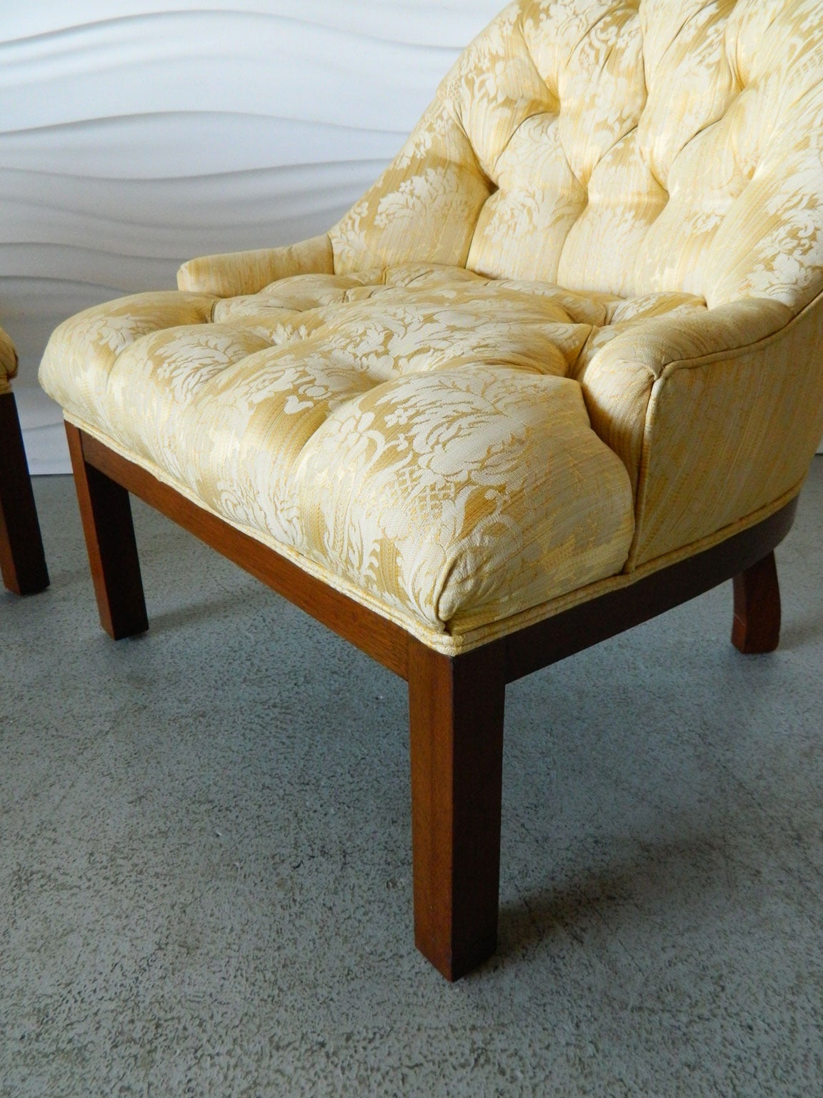 American Modern Tufted Slipper Chairs in the Style of Edward Wormley In Good Condition For Sale In Baltimore, MD
