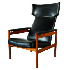 Vintage Fritz Hansen Danish Teak Wingback Chair