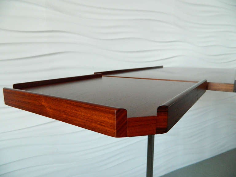 Wood Danish Modern Rosewood Rolling Tray Table by Danecastle