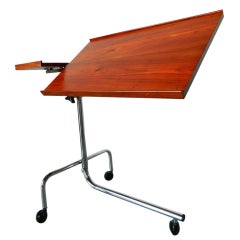 Vintage Danish Modern Rosewood Rolling Tray Table by Danecastle