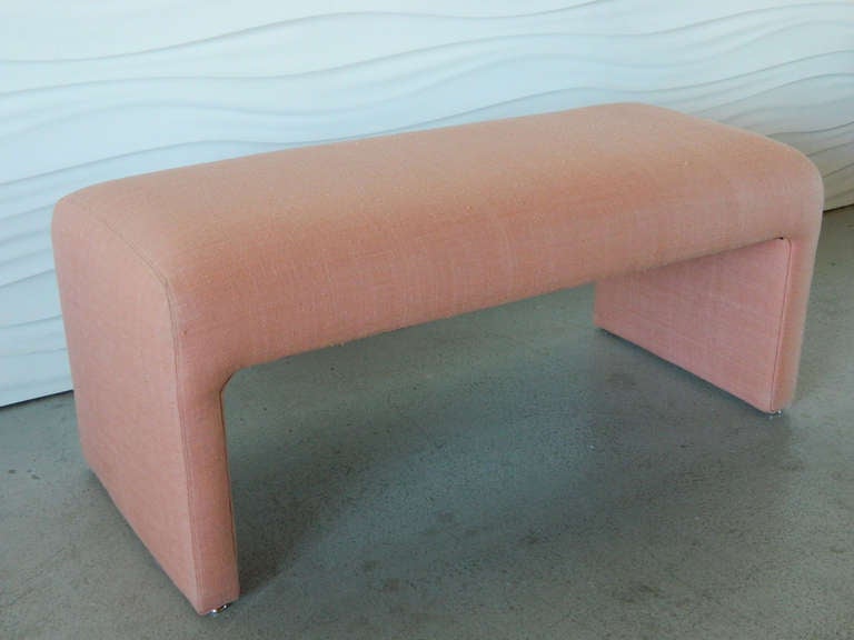 American Directional Upholstered Waterfall Bench For Sale