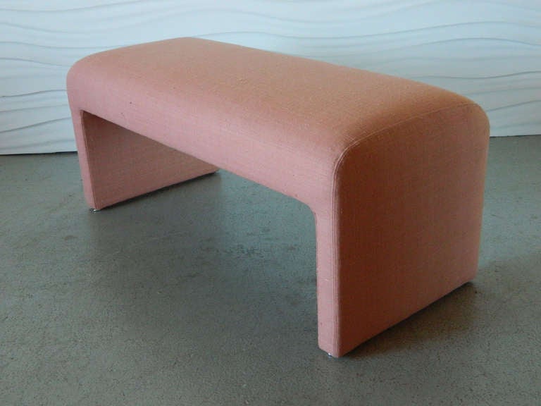 Wood Directional Upholstered Waterfall Bench For Sale