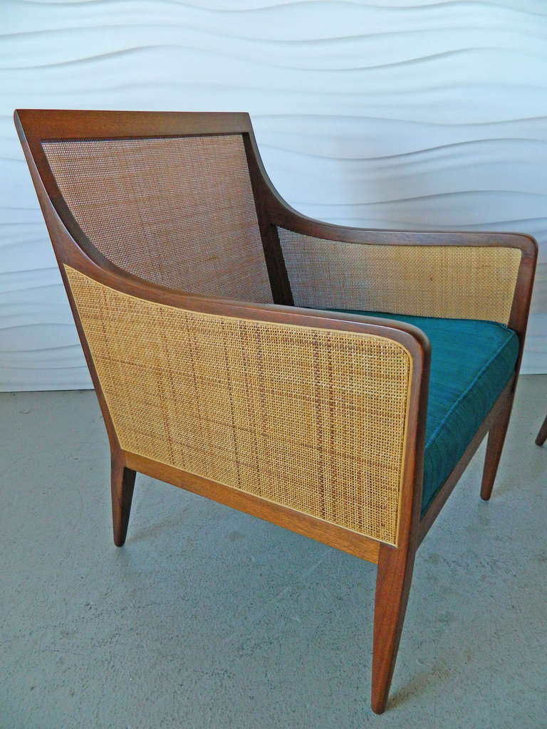 Late 20th Century Pair of Kipp Stewart Walnut and Cane Chairs for Directional