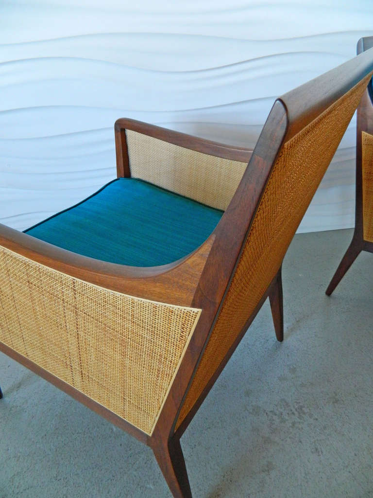 Pair of Kipp Stewart Walnut and Cane Chairs for Directional 3