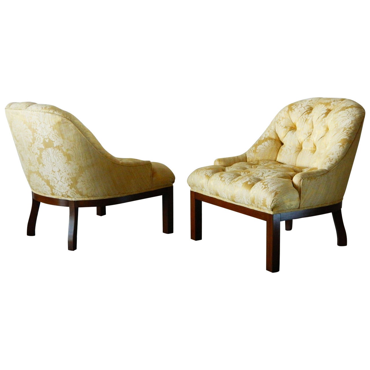 American Modern Tufted Slipper Chairs in the Style of Edward Wormley For Sale
