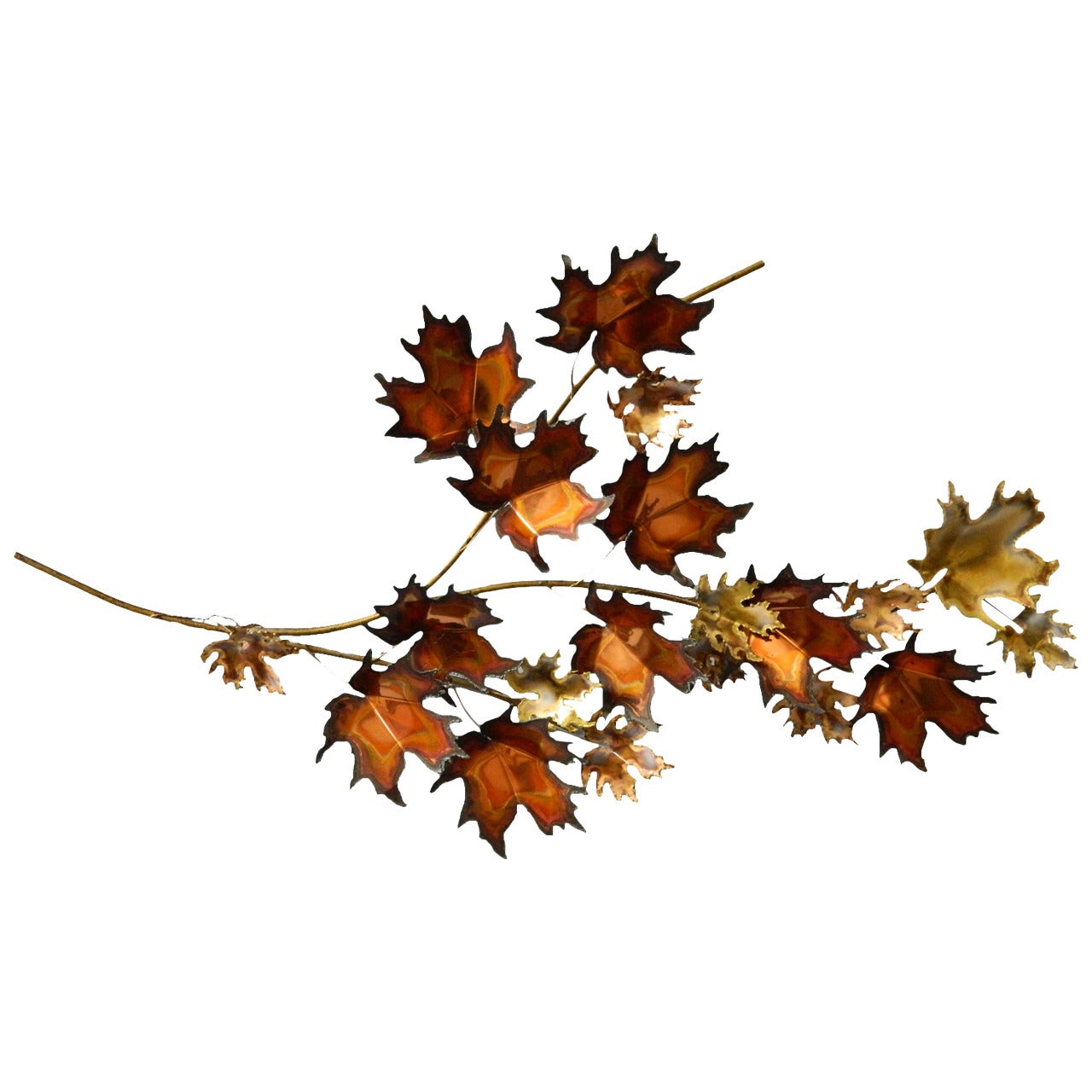 Metal Maple Tree Branch Wall Sculpture by Curtis Jere