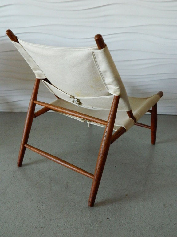 Danish Rare Pair of Vilhelm Wohlert Canvas Triangle Chairs For Sale