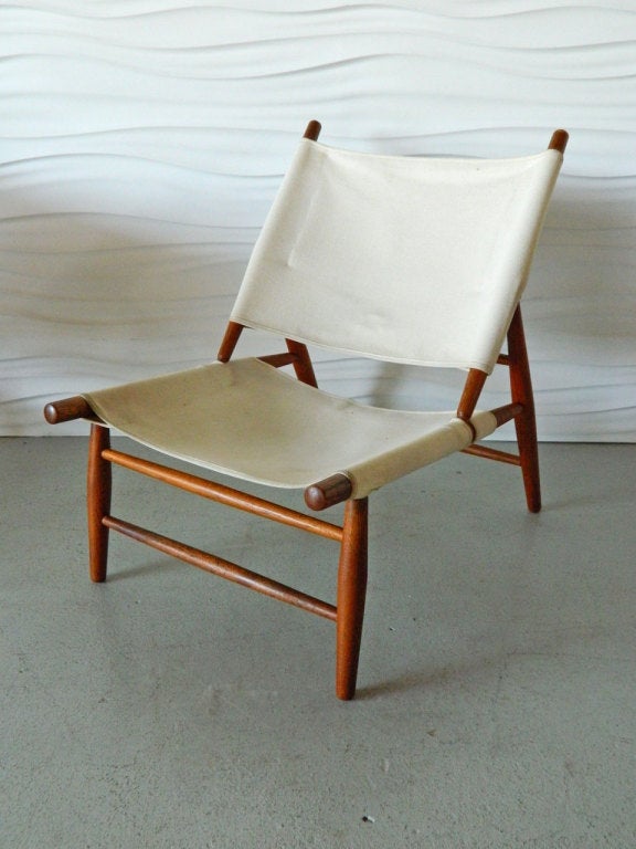 Rare Pair of Vilhelm Wohlert Canvas Triangle Chairs In Good Condition For Sale In Baltimore, MD