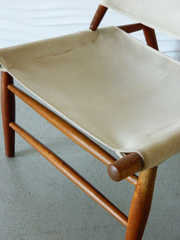 Mid-20th Century Rare Pair of Vilhelm Wohlert Canvas Triangle Chairs For Sale