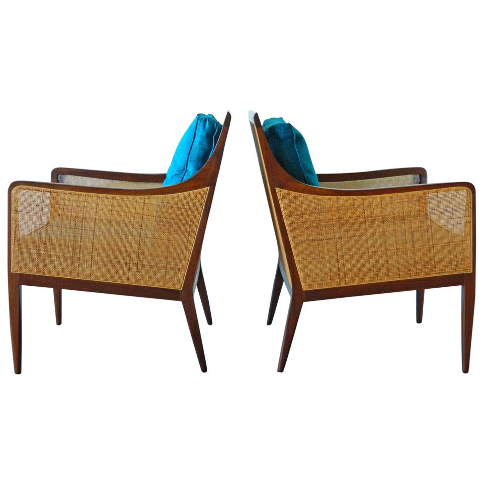 Pair of Kipp Stewart Walnut and Cane Chairs for Directional