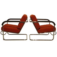 Pair of Deco Chrome Cantilever Loungers