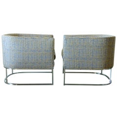 Pair of Vintage Chrome Tub Chairs