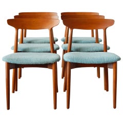 Six Harry Ostergaard Danish Teak Dining Chairs for Randers