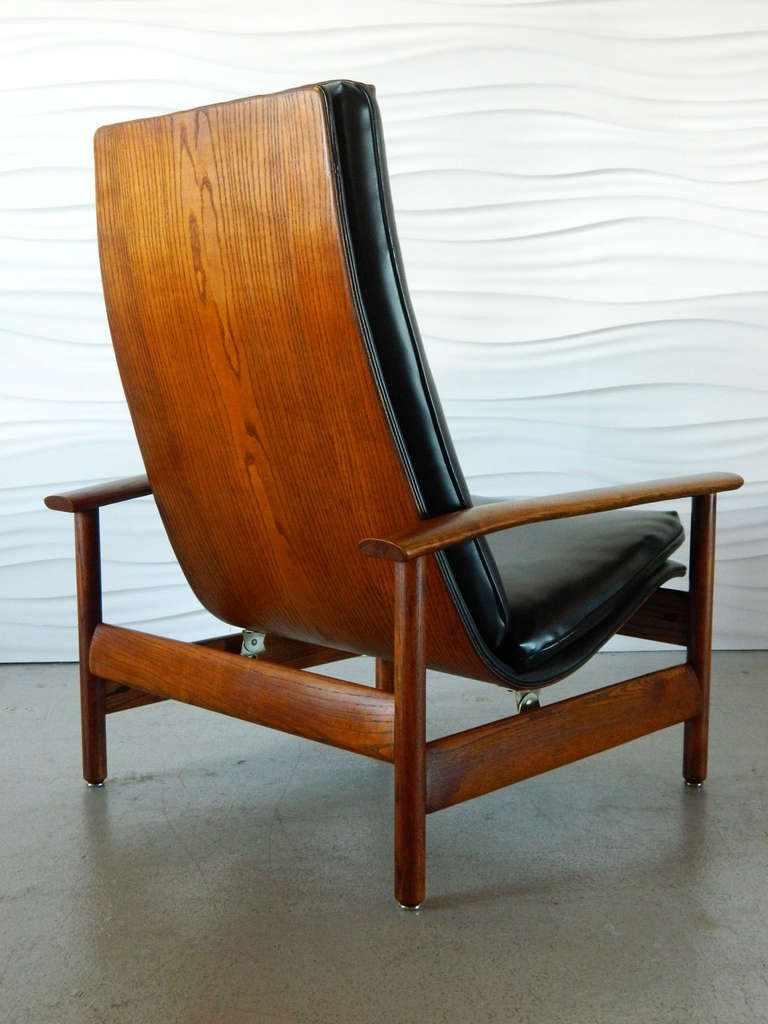Mid Century Modern Reclining Lounger and Ottoman at 1stDibs