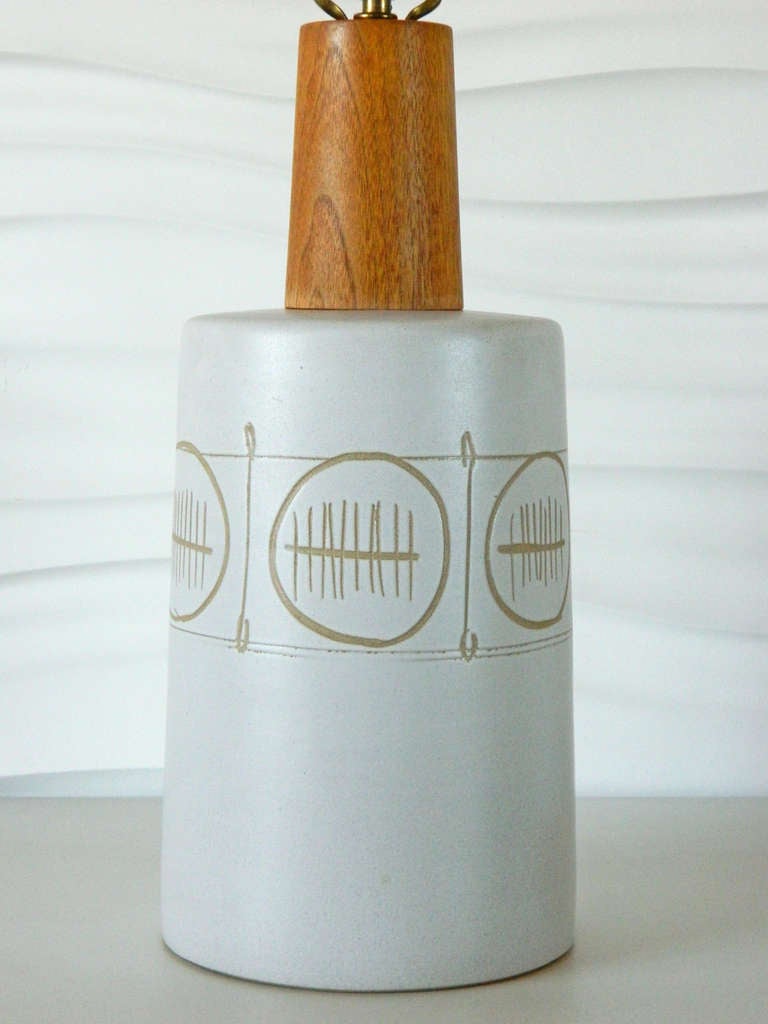 Martz Incised Ceramic Lamp